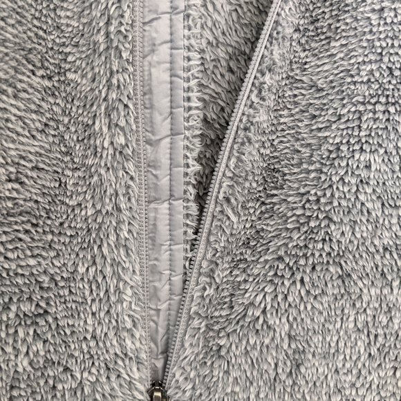 North Face Striped Fuzzy Grey Jacket - Picture 8 of 14